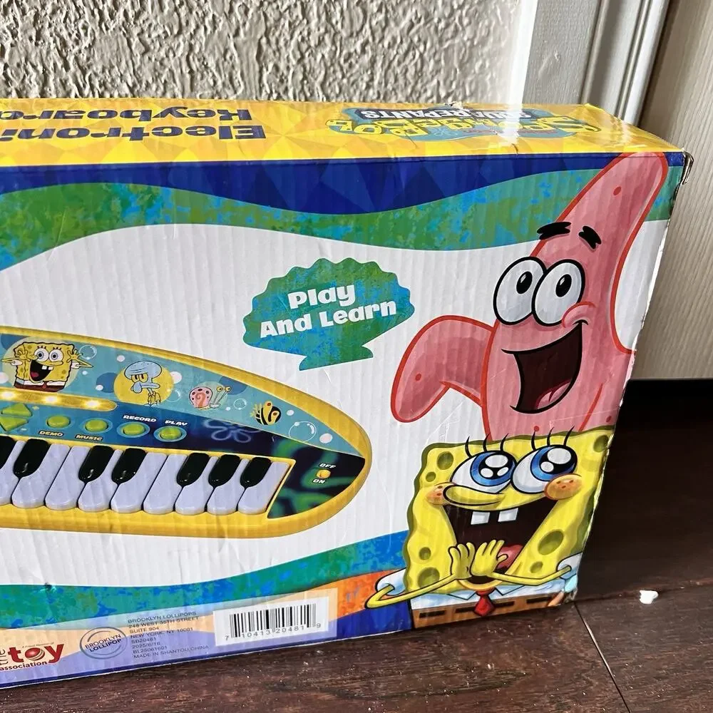 RARE SpongeBob SquarePants Electronic Keyboard Toy NEW Tested Lights Up Records